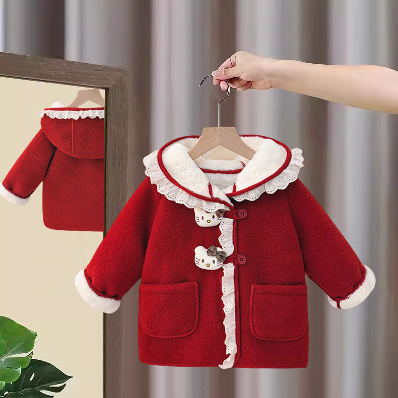 女童外套秋冬装2025新款毛呢冬装