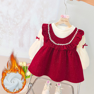 女童秋冬装连衣裙洋气加绒公主裙子生日一周岁礼服女宝宝婴儿冬季