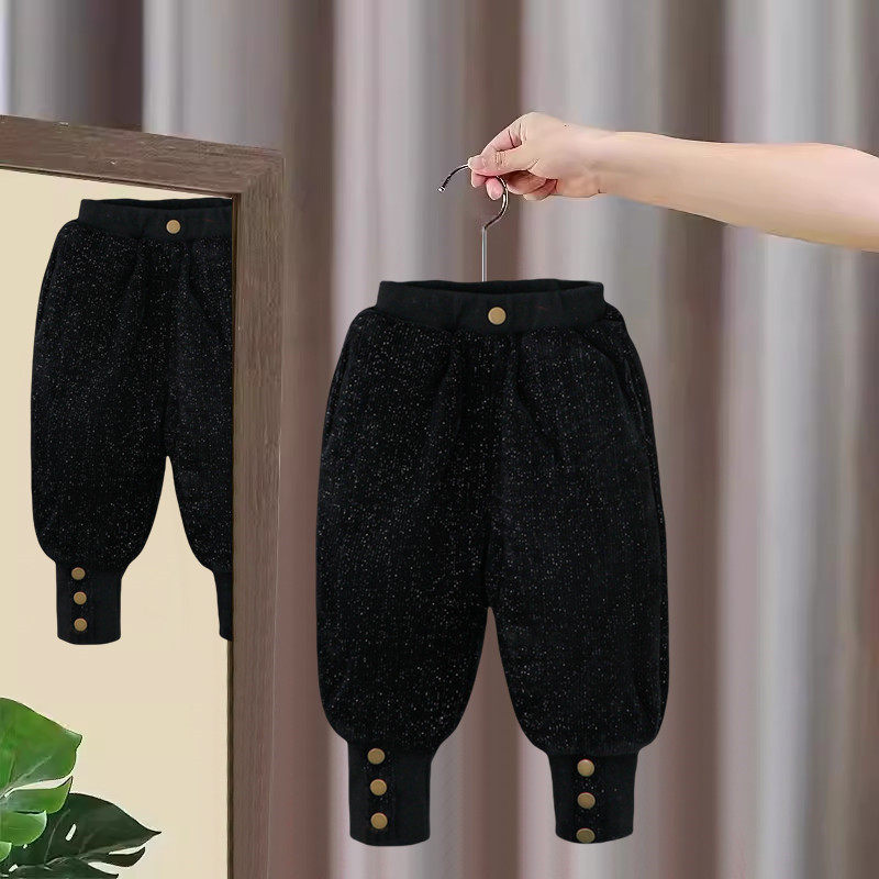 女宝宝加绒加厚裤子冬季童装
