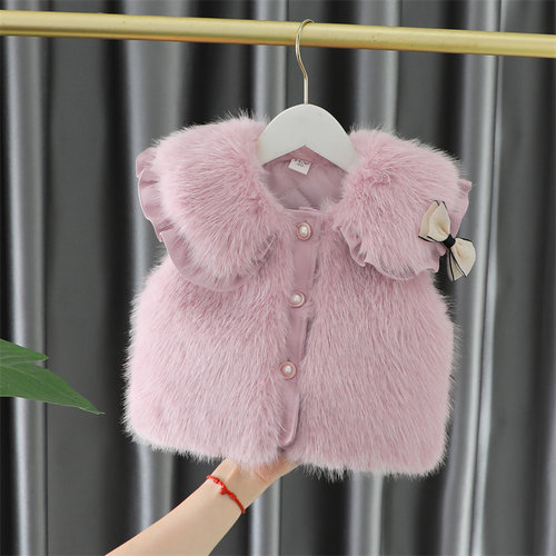 女童皮草马甲秋冬外穿童装