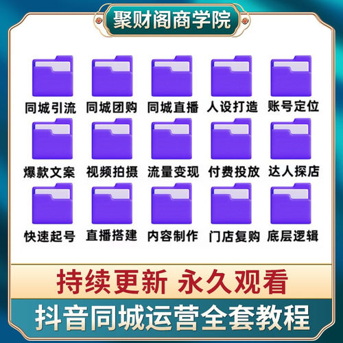 抖音同城实体门店运营落地培训视频课程本地生活团购探店拍摄教程