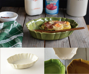 【现货】日本Studio M法式波浪边焗饭盘陶瓷焗烤盘甜品盘