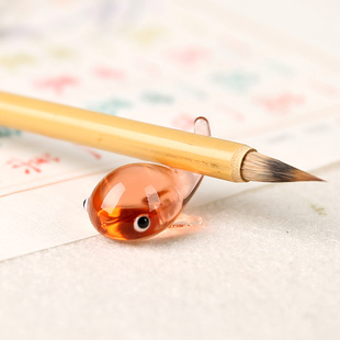 两件可包邮  超萌小海豚玻璃笔搁笔架葫芦笔托文房四宝古德笔庄