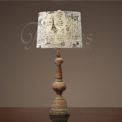 安妮家居经典款木纹印花书房台灯