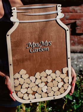 透明婚礼许愿瓶定制梅森瓶创意结婚庆签到板签名簿本册台纪念礼物