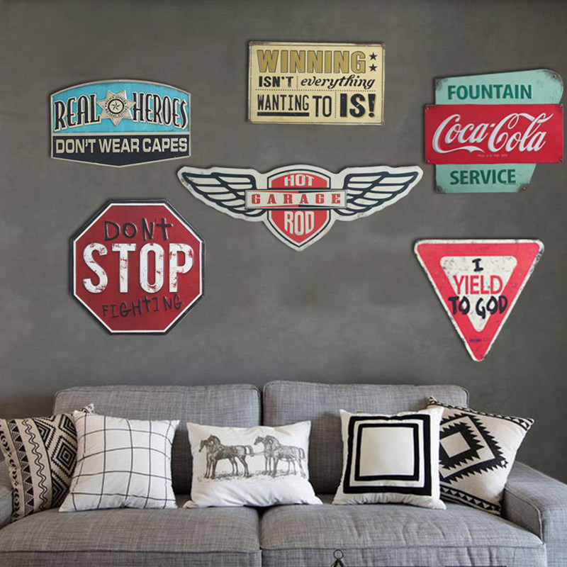 美式复古怀旧铁艺大号铁皮画酒吧网咖餐厅咖啡厅墙面装饰画壁挂件