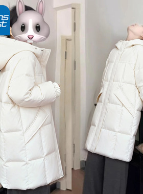 NOA真维斯中长款连帽棉服女新款宽松加厚保暖棉衣棉袄超好看外套