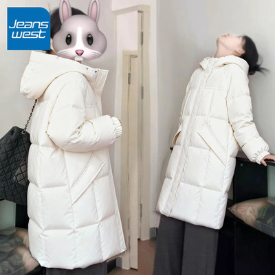 NOA真维斯中长款连帽棉服女新款宽松加厚保暖棉衣棉袄超好看外套