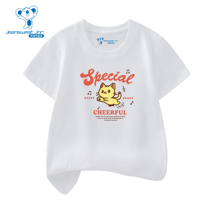 XD真维斯女童短袖上衣 夏季款 猫咪印花纯棉亲肤合身短袖衫