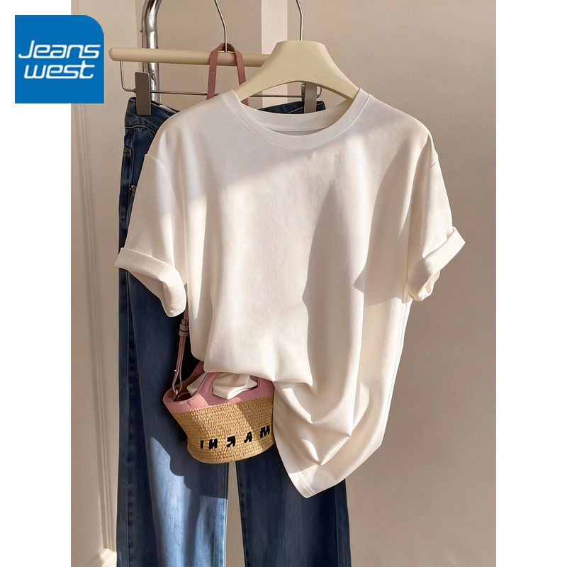 KCV真维斯宽松白色短袖t恤女夏款圆领半袖2026年新款纯棉上衣女装,女装/女士精品,T恤,淘宝优惠券,粉丝福利购,淘宝优惠卷