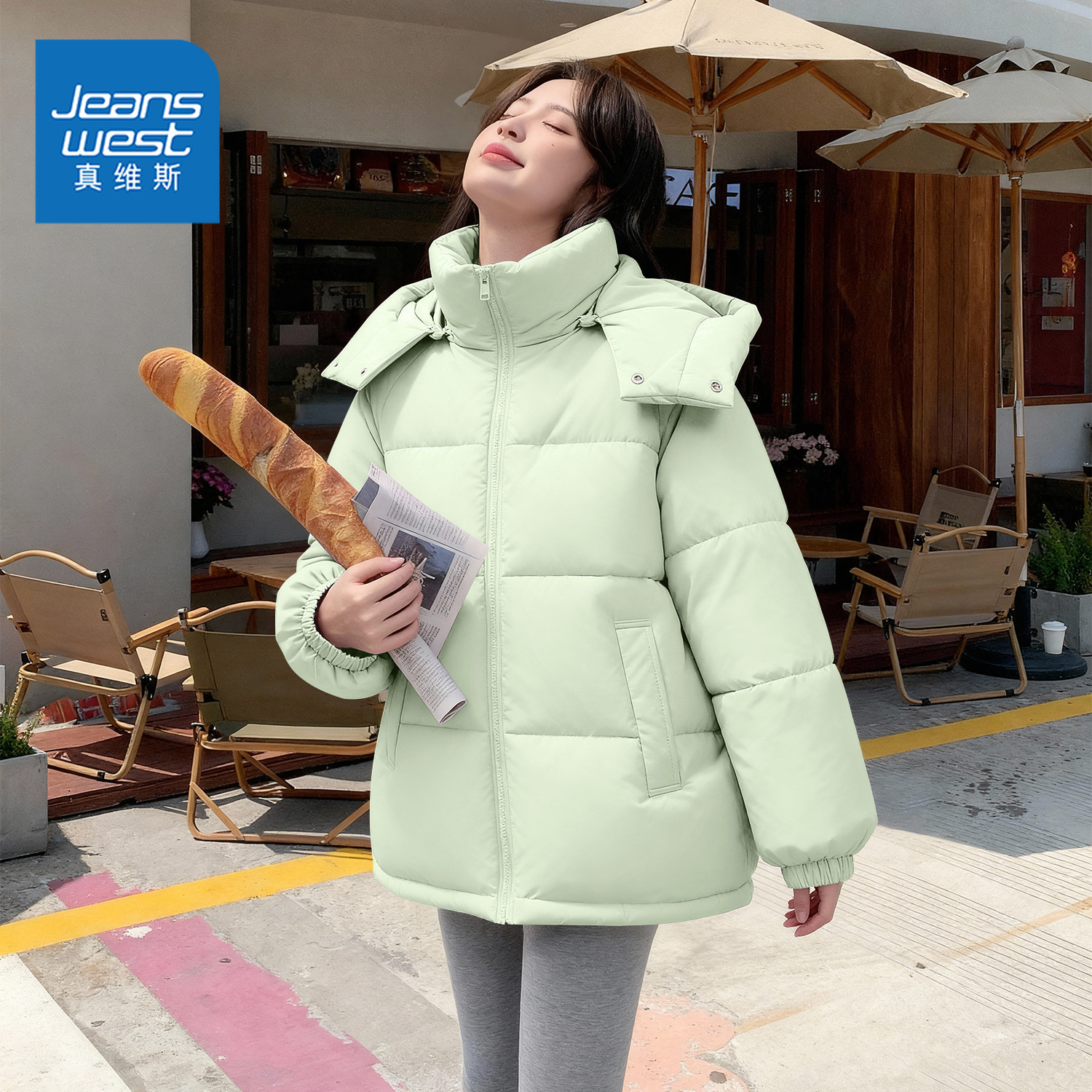 真维斯连帽棉衣棉服女款2025新款