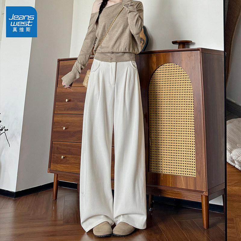 GL真维斯灯芯绒休闲裤女款2025冬季新款韩系显瘦西装裤百搭阔腿
