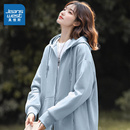 mm外套上衣潮 KMV真维斯蓝色连帽开衫 卫衣女2025秋季 新款 宽松大码