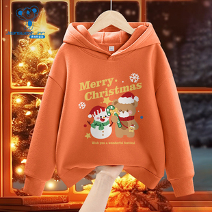 420g65棉薄绒男女童加绒保暖连帽卫衣 新款 JU真维斯童装 2026春季