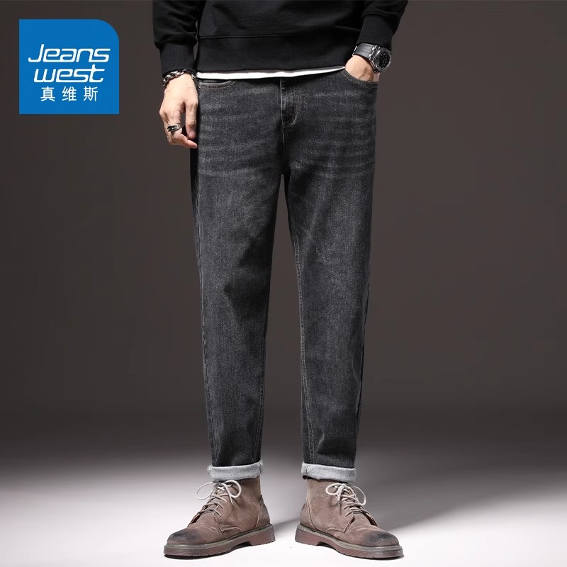 黑色牛仔长裤男士宽松直筒