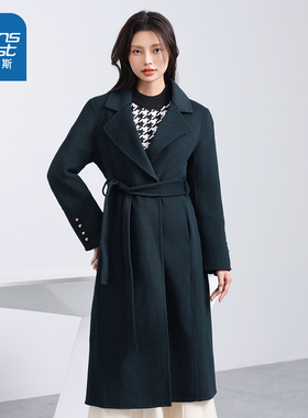 GC真维斯女装2025春季新款外套百搭洋气复古韩系中长款毛呢大衣女