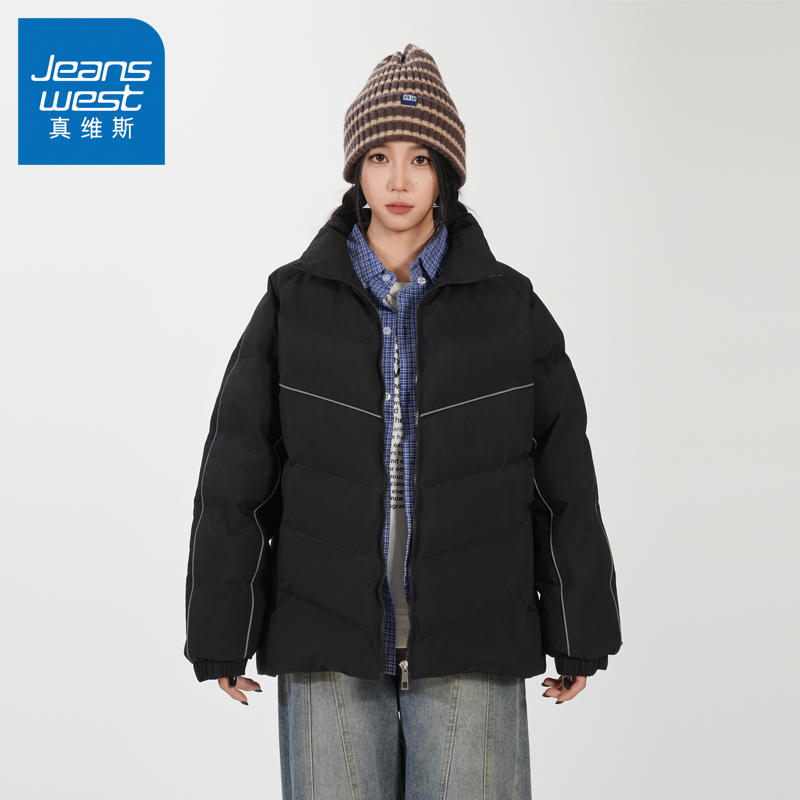 N5真维斯棉服男款2025新款冬季加厚保暖立领棉袄情侣棉衣冬装外套