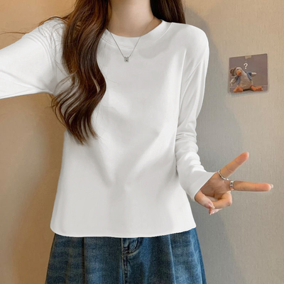 真维斯白色长袖t恤女2025新款秋