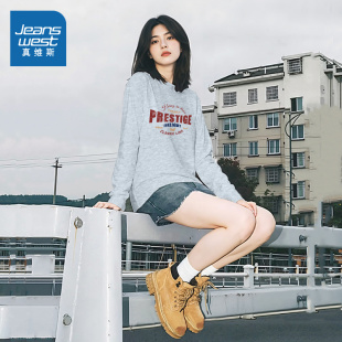 t恤女2025新款 上衣打底衫 秋季 纯棉宽松大码 女装 JR真维斯长袖