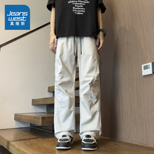 潮牌时尚 新款 宽松工装 裤 脚 LE真维斯男女同款 可调节裤 2025春季