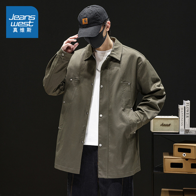 真维斯男款潮流舒适时尚长款外套