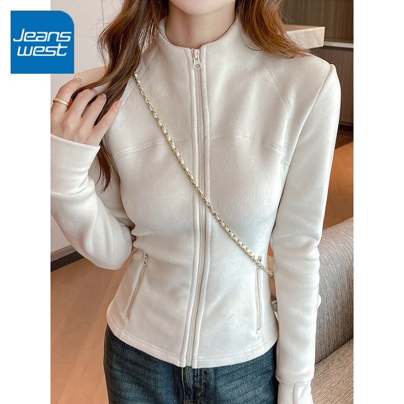 KYV真维斯摇粒绒外套女冬季新款修身内胆加绒冲锋衣内搭抓绒上衣