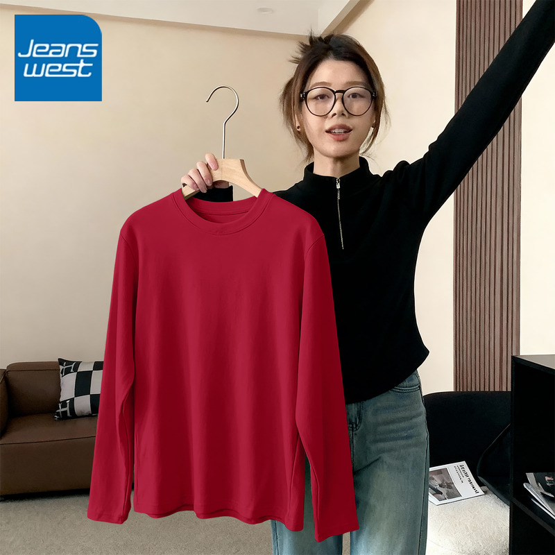 真维斯圆领长袖t恤女2025年新款