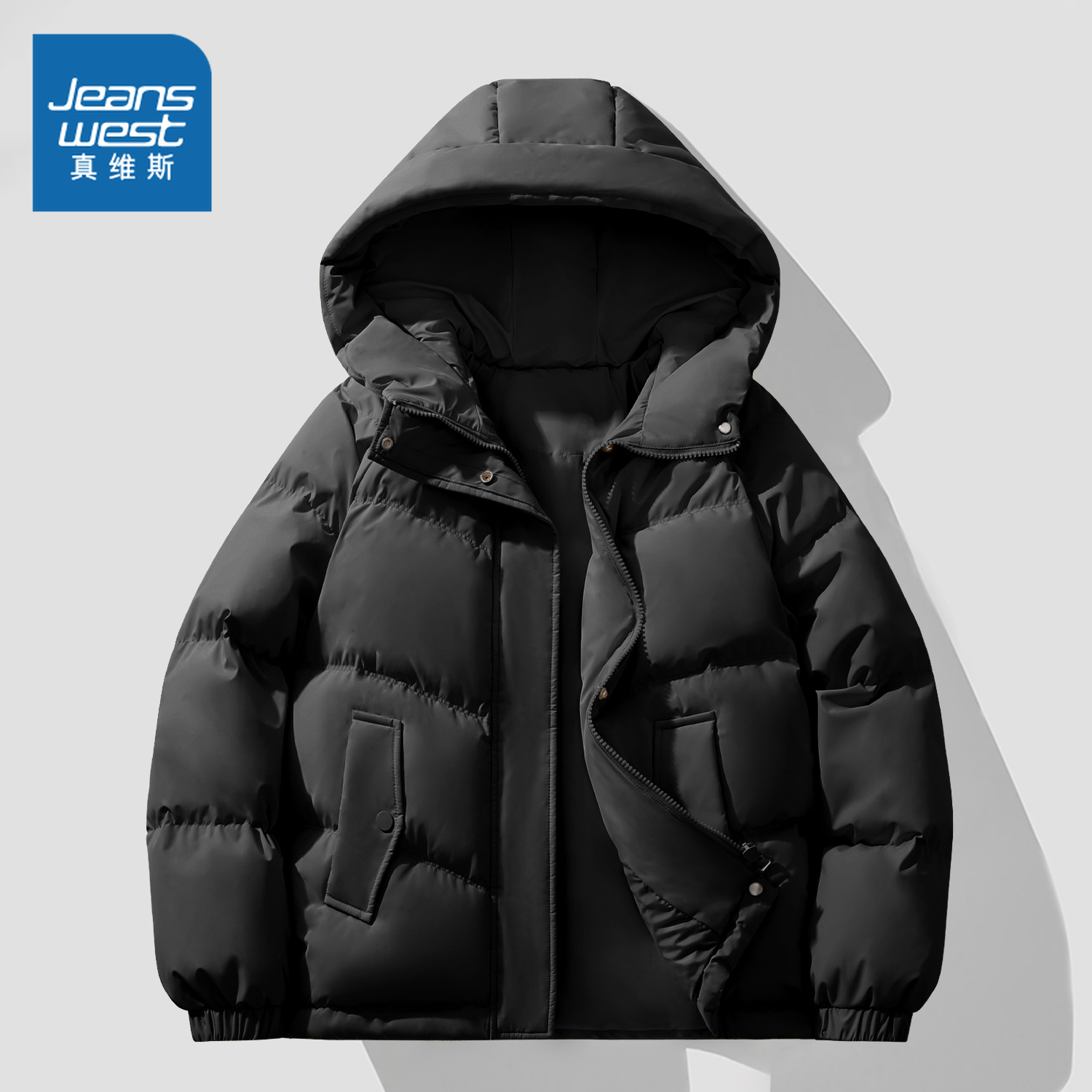 NOW真维斯黑色鸭绒羽绒服女款2025新款冬季棉服巨好看的冬装外套