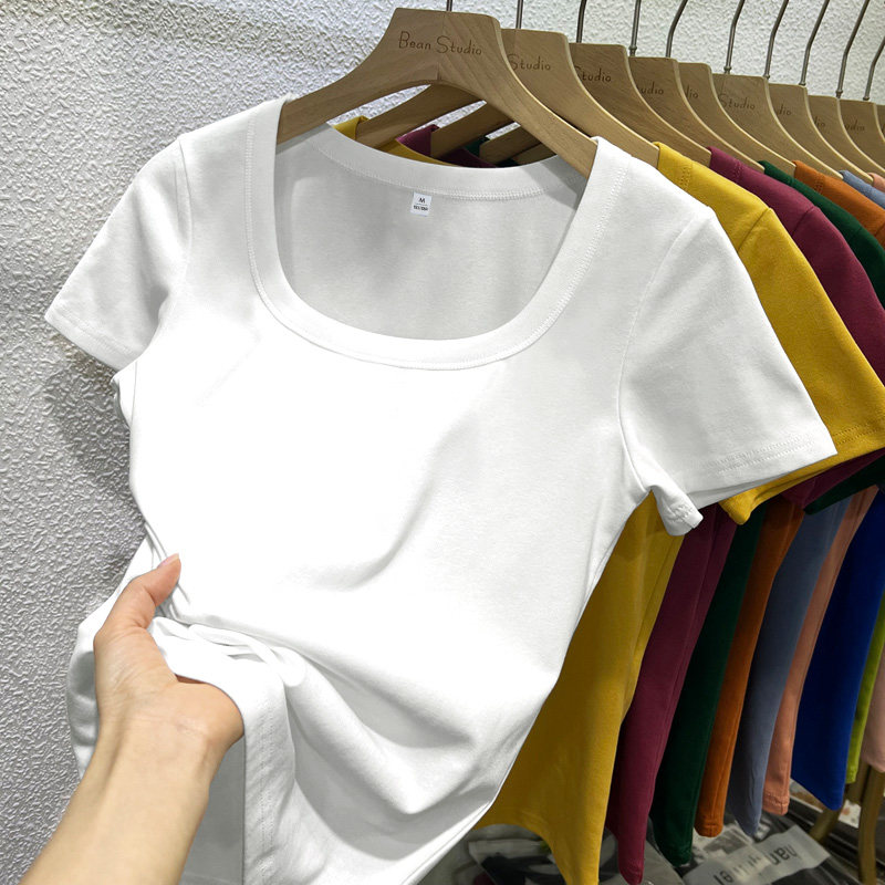 KWV真维斯白色内搭显瘦上衣打底衫短袖t恤女2025新款今年流行爆款