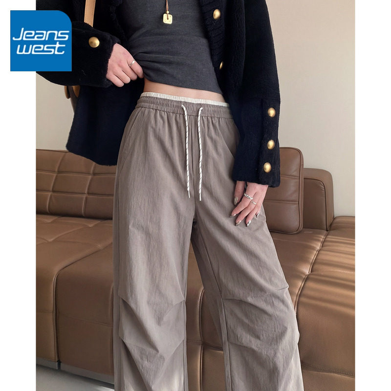 KCV真维斯咖色阔腿休闲裤女春胖mm大码显瘦梨型身材宽松运动卫裤,女装/女士精品,休闲裤,淘宝优惠券,粉丝福利购,淘宝优惠卷