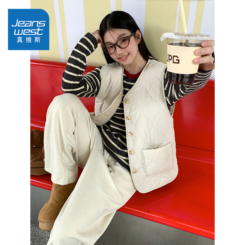 真维斯两面穿马甲女款秋冬2025新