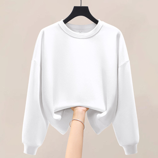 小个子休闲白色上衣外套 春季 NOW真维斯圆领短款 卫衣女2026新款