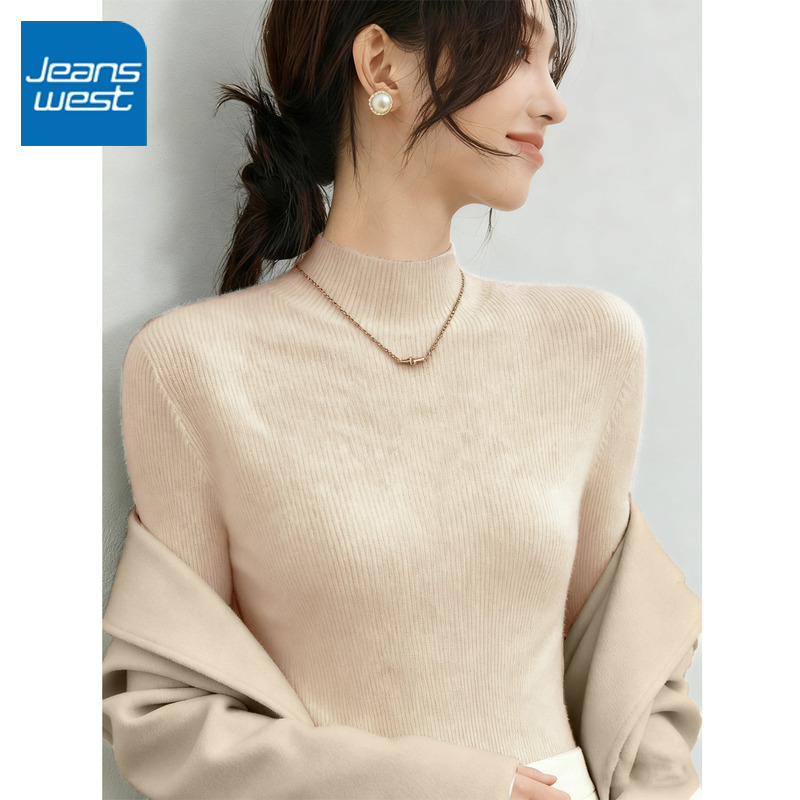 真维斯半高领修身毛衫女2025新款