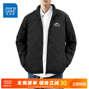 GV真维斯男款冬季棉服加厚北极绒立领外套男士加绒保暖三防棉衣A