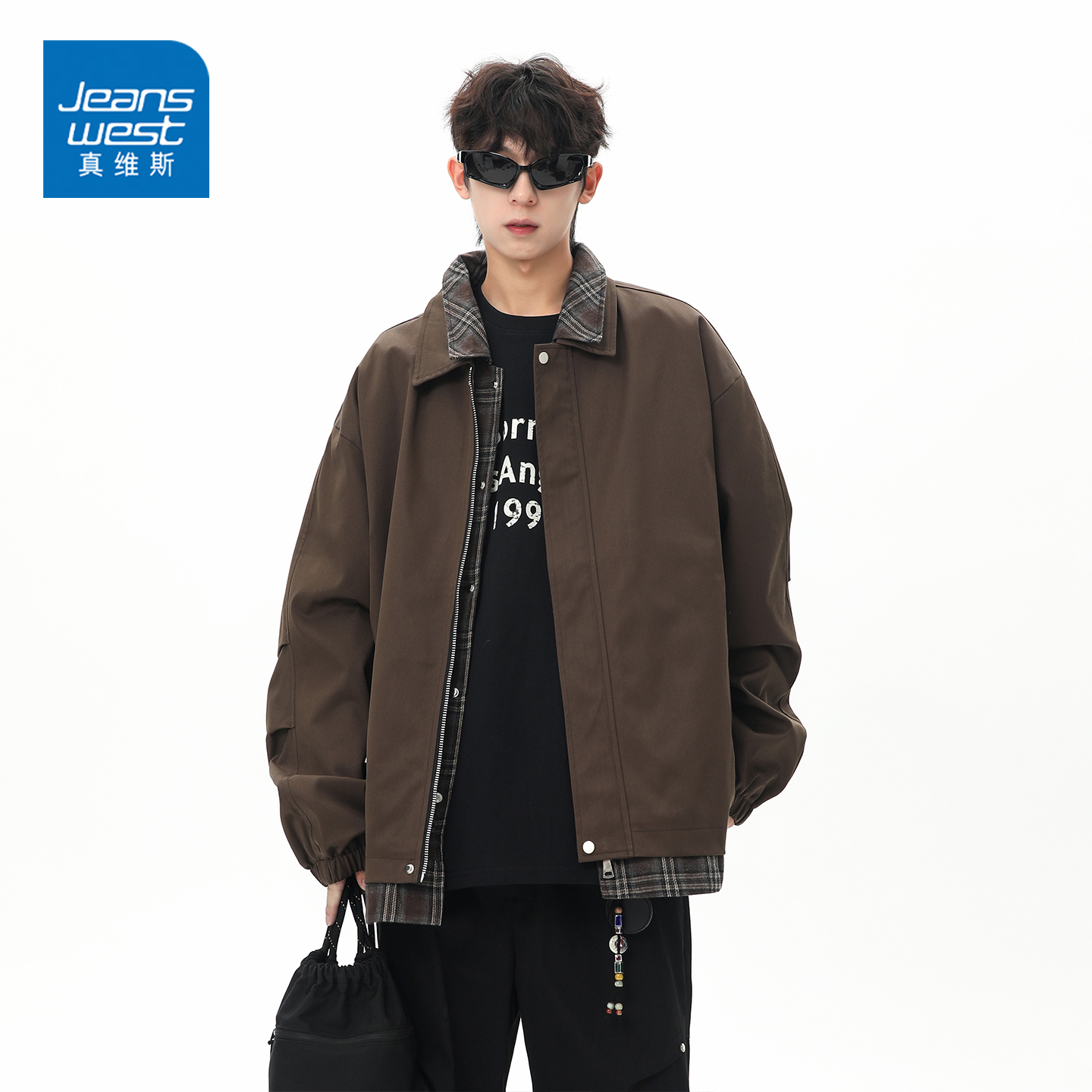 真维斯美拉德假两件翻领夹克男生