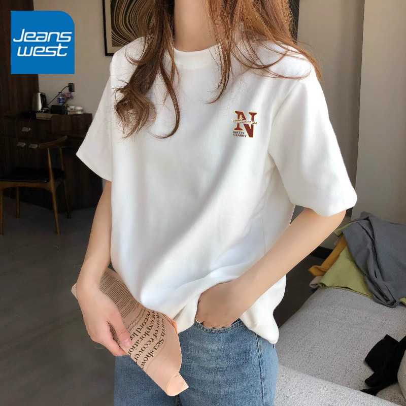 真维斯白色短袖t恤女2025新款夏