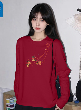 KHV真维斯红色内搭打底衫女春秋冬2025新款马年本命年上衣长袖t恤