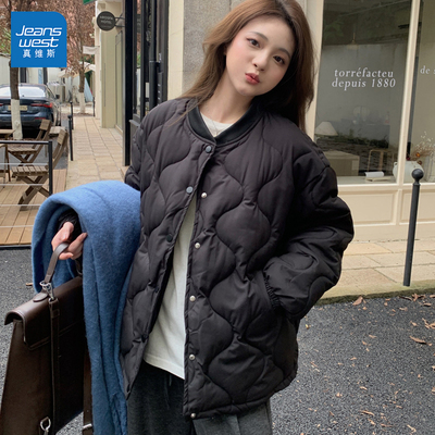 GL真维斯菱格短款棉服女2025秋冬季新款韩版小个子棒球服夹棉外套