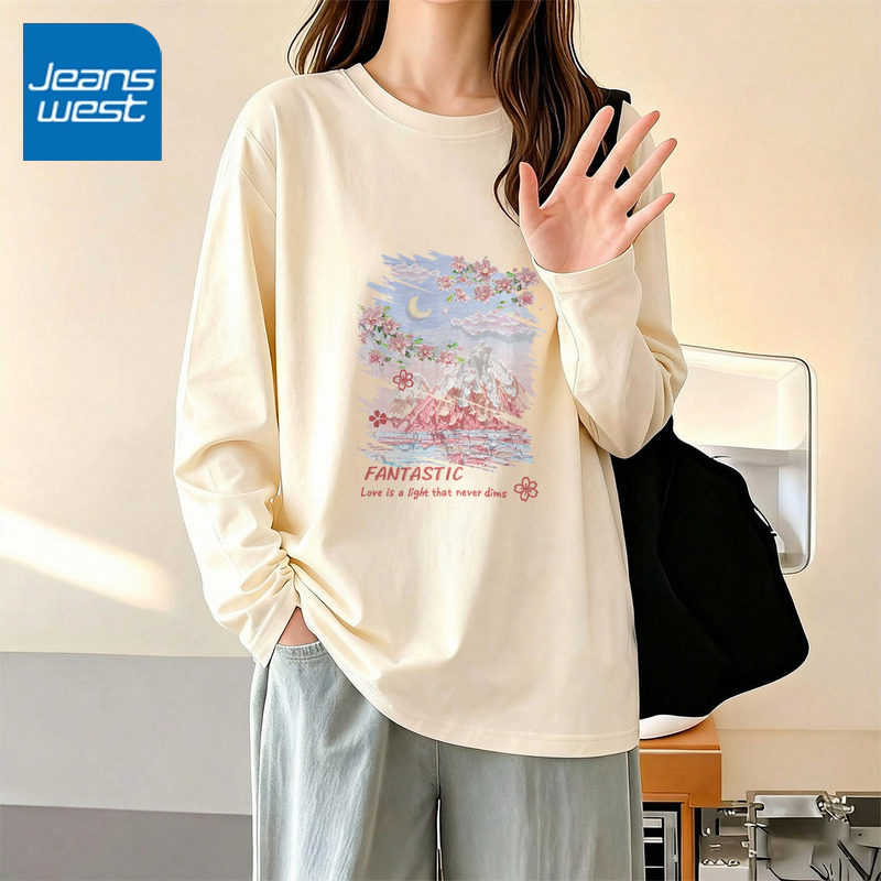 KCV真维斯长袖t恤女2026新款冬季女士纯棉内搭宽松卫衣小众打底衫,女装/女士精品,T恤,淘宝优惠券,粉丝福利购,淘宝优惠卷