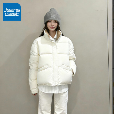 KV真维斯立领短款面包服女2025冬季新款加绒加厚保暖通勤百搭棉服