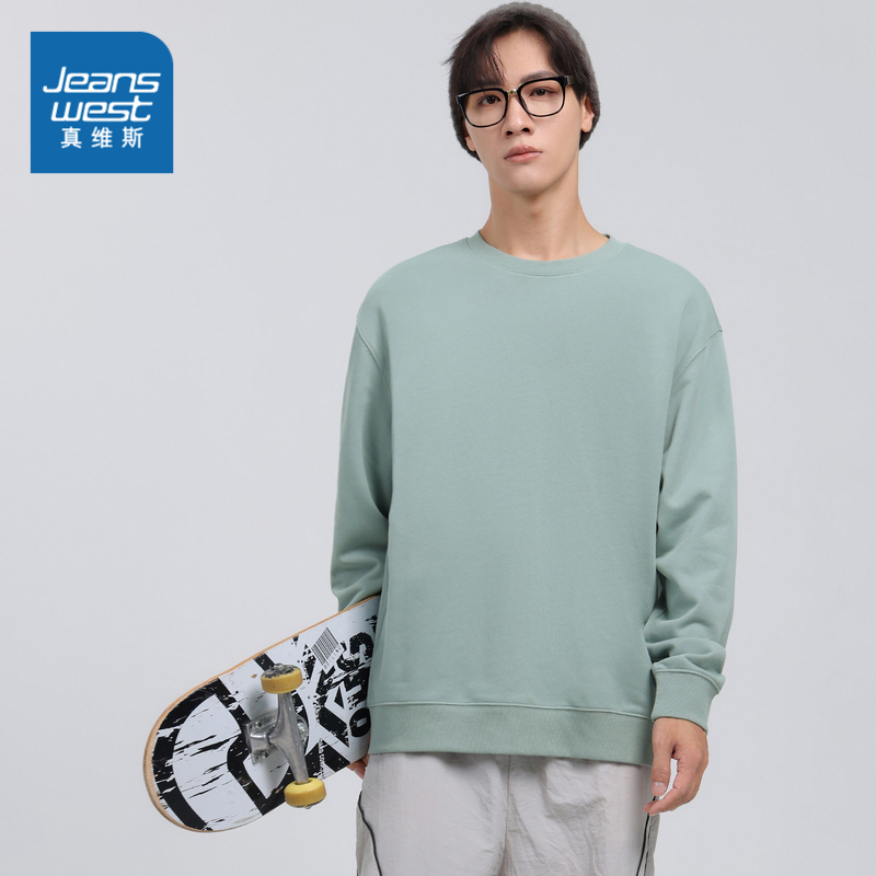 LN真维斯男装秋冬季 潮流时尚简约纯色长袖套头圆领卫衣男款衣服