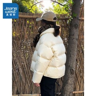 棉衣超好看冬装 2025新款 夹棉外套棉袄 冬季 NOW真维斯白色棉服女款