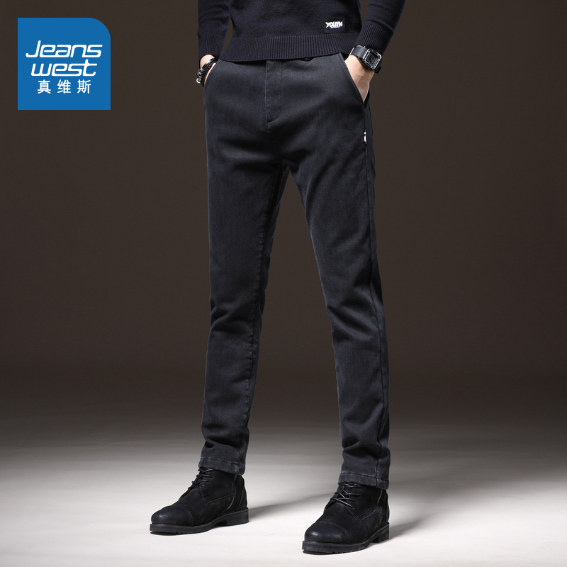 加绒加厚男士休闲百搭商务牛仔裤