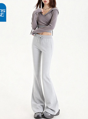 KV真维斯灰色喇叭运动裤女款2026新款高腰显瘦微喇裤春秋美式卫裤