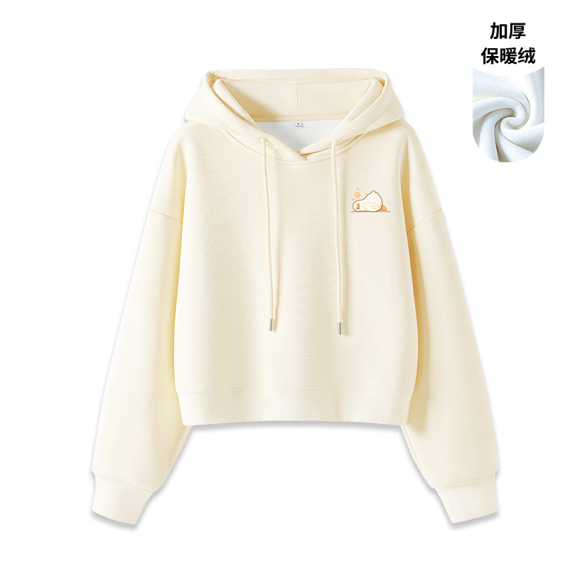 KWV真维斯连帽卫衣女秋冬2026新款爆款奥粒绒杏色加绒加厚短外套,女装/女士精品,卫衣/绒衫,淘宝优惠券,粉丝福利购,淘宝优惠卷