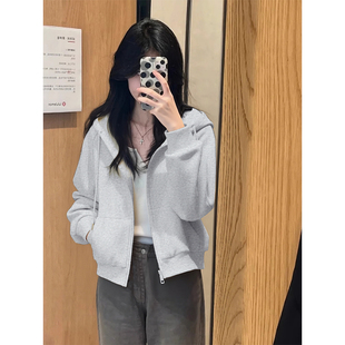 小个子拉链上衣开衫 NOW真维斯连帽卫衣外套女2025新款 春秋短款