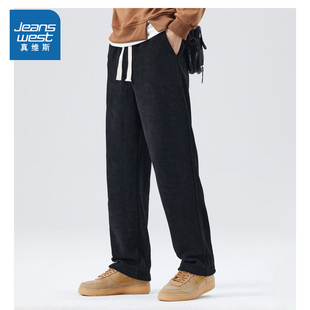 直筒保暖长裤 加绒裤 2025冬季 潮男休闲慢跑裤 子 新品 LR真维斯男装