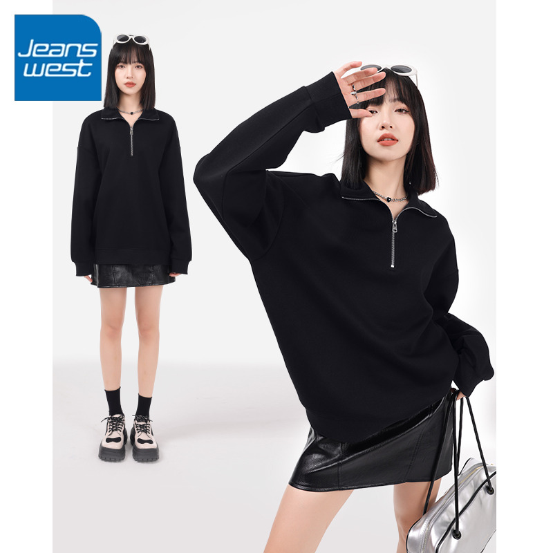 真维斯翻领卫衣女春秋2025年新款