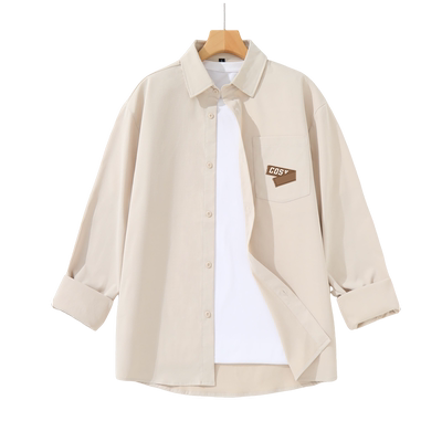 真维斯薄款复古潮流长袖衬衫男秋