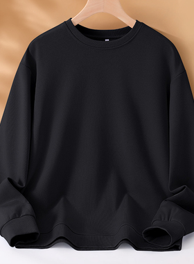 NOW真维斯黑色卫衣女2026新款春季小个子休闲宽松圆领内搭上衣女